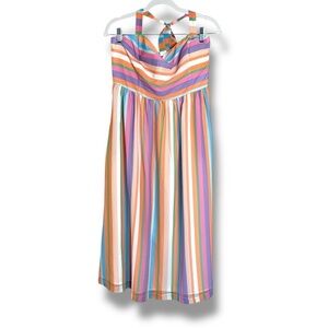 ModCloth Pastel Striped Halter Midi Dress Size Large